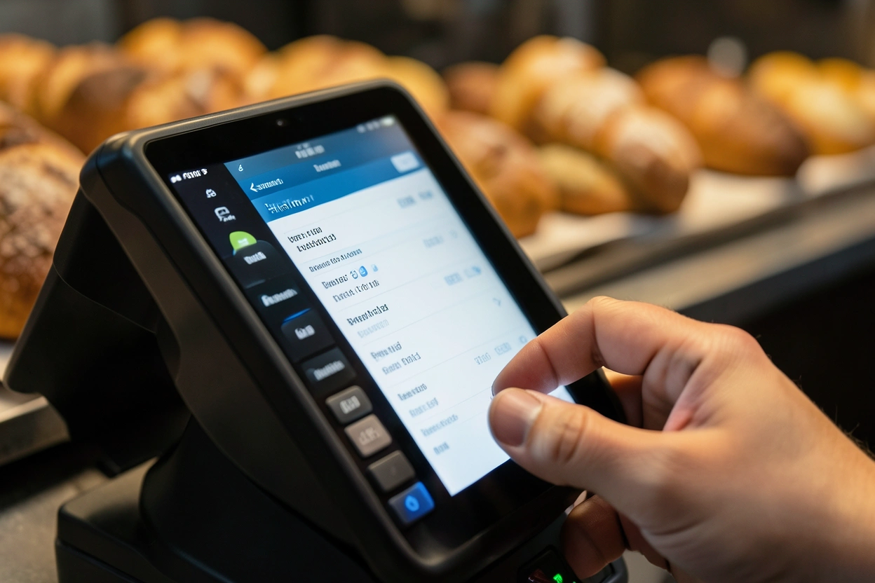 Écran de caisse tactile enregistrant une commande